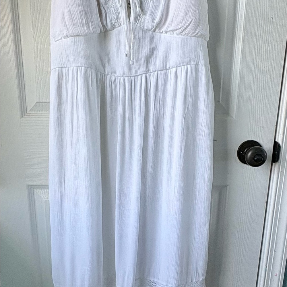 Hollister White Maxi Dress with Boho Details